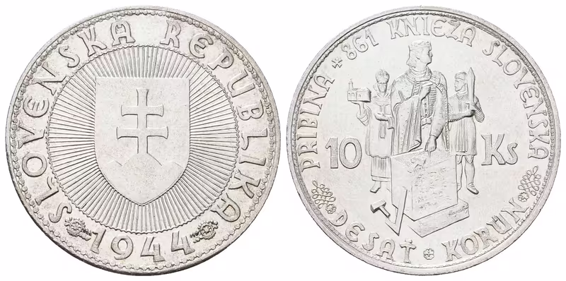 10 Koruna 1944 - s křížkem na kapličce, luxusní zachovalost