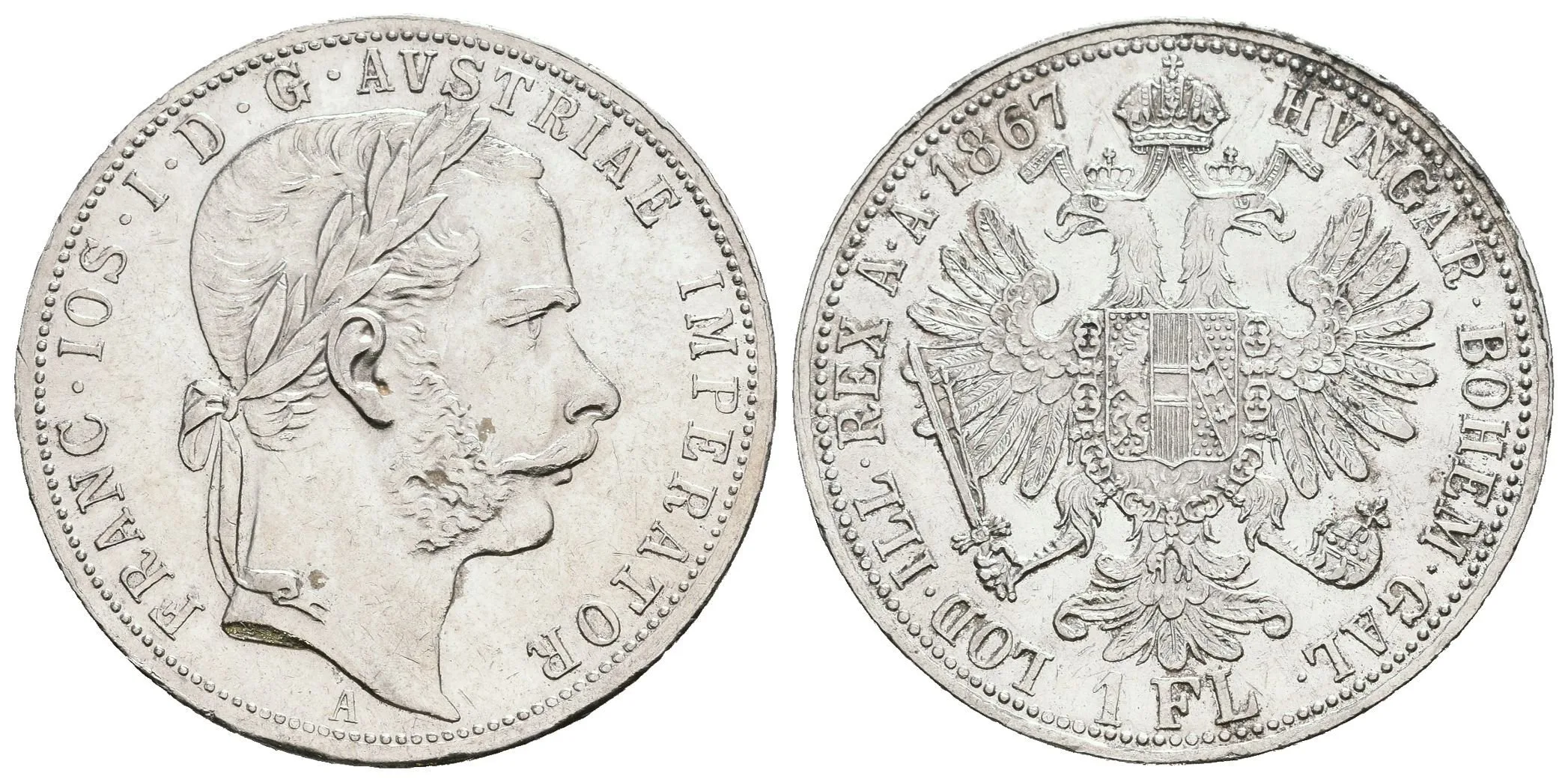 Zlatník 1867 A, velmi pěkná zachovalost, lesk, rysky a hranky, čištěn — 1