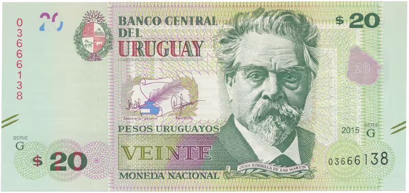 Uruguay, 20 Pesos Uruguayos 2015, P.93