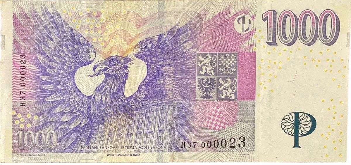 Česká republika, 1000 Koruna 2008, pěkné nízké číslo H 37  000023, Hej.CZ28aH