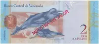 Venezuela, 2 Bolivares 2012, anulát - MUESTRA SIN VALOR, P.88cs - fotografie 2