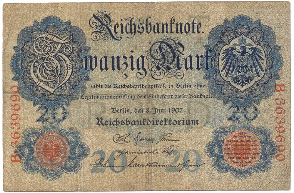 Německo, 20 Mark 1907, Ro.28