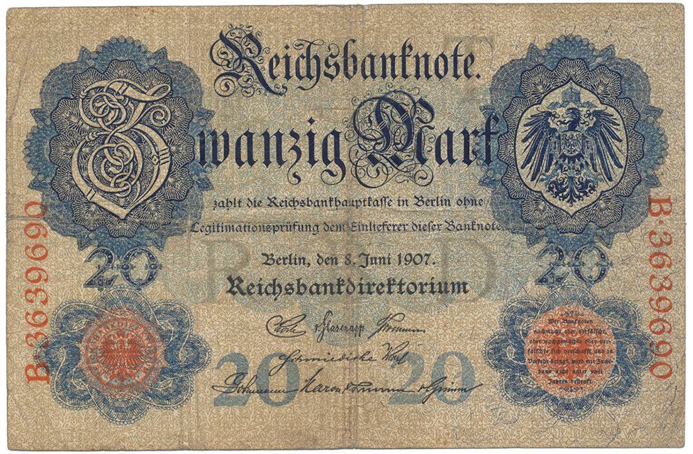 Německo, 20 Mark 1907, Ro.28