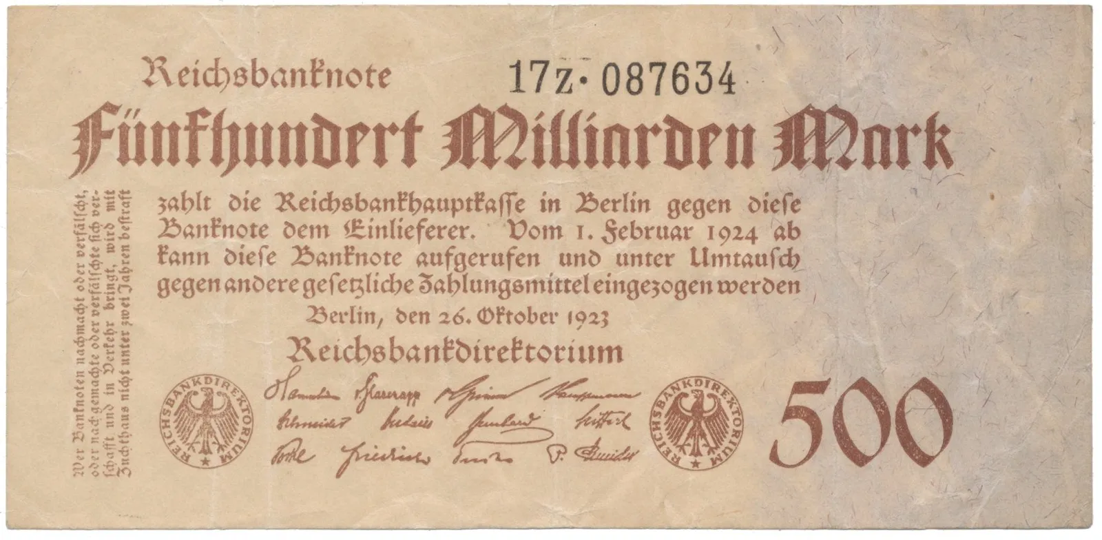 Německo, 500 Milliarden Mark 1923, Ro.124d
