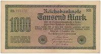 Německo, 1000 Mark 1922, vod. Kreuzblütten, fialové číslo, Ro.75k