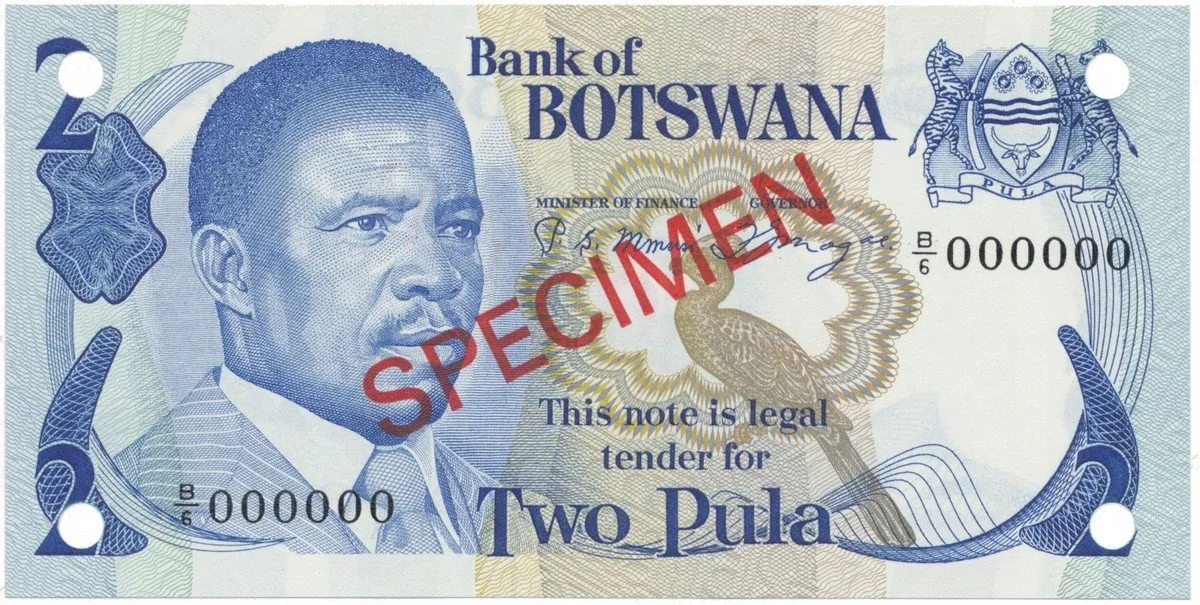 Botswana, 2 Pula (1982), anulát - SPECIMEN, P.7s1