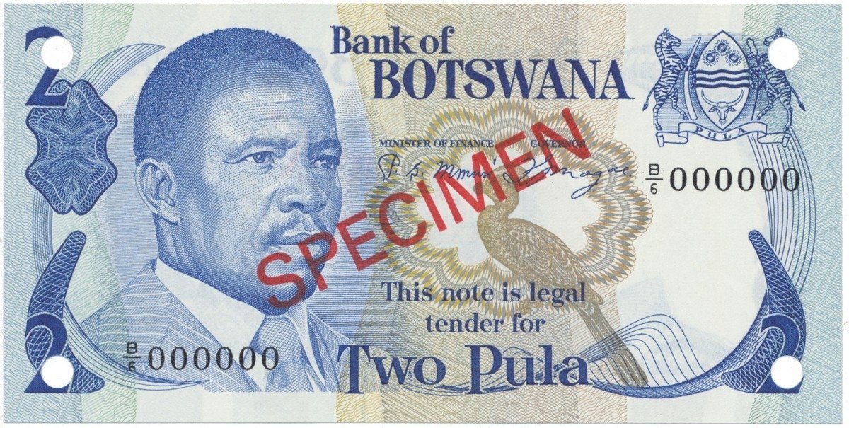 Botswana, 2 Pula (1982), anulát - SPECIMEN, P.7s1
