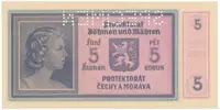 Protektorát Čechy a Morava, 5 Koruna b.d. (1940), tisk Pardubice, série P, perf. SPECIMEN, Hej.31d.S1 - fotografie 2