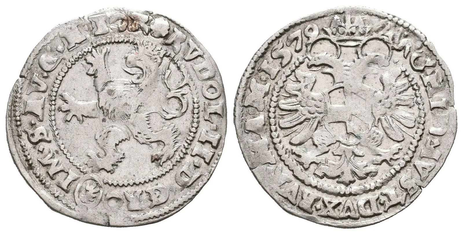 Bílý groš 1579, Kutná Hora-Šatný, Hal.376, pěkná zachovalost, patina, drobné vady — 1