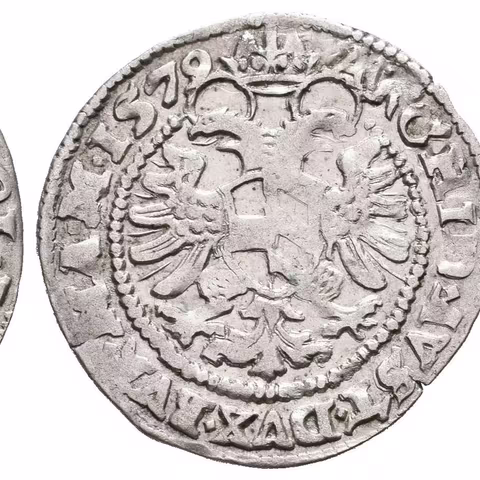 Bílý groš 1579, Kutná Hora-Šatný, Hal.376, pěkná zachovalost, patina, drobné vady