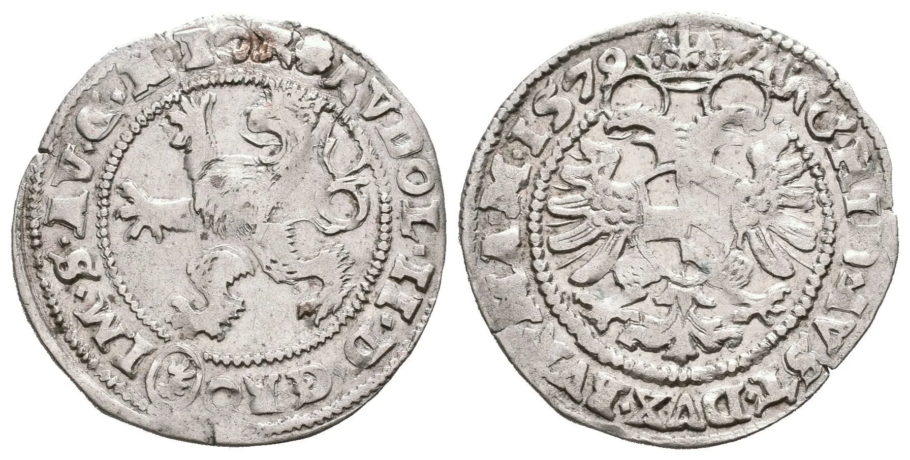 Bílý groš 1579, Kutná Hora-Šatný, Hal.376, pěkná zachovalost, patina, drobné vady — 1