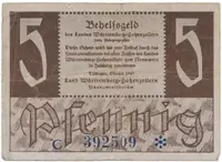 Německo - francouzská okupační zóna, Württemberg, 5 Pfennig 1947, Ro.214b