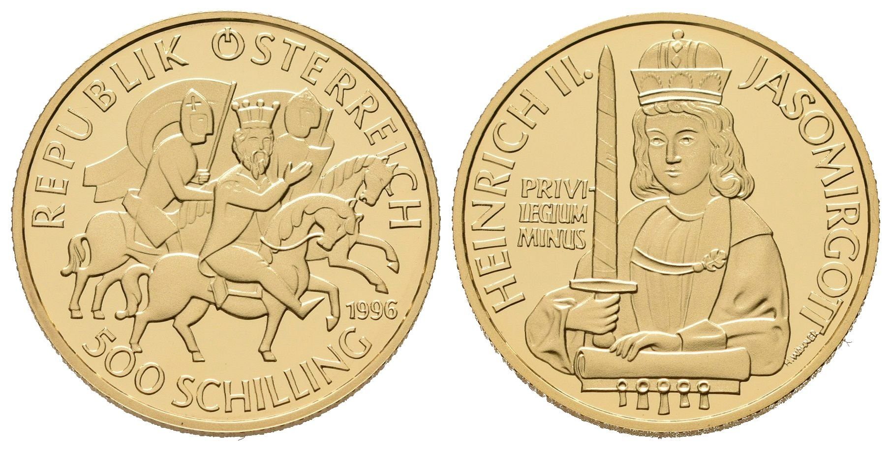 Rakousko, 500 Schilling 1996 - Heinrich II. Jasomirgott