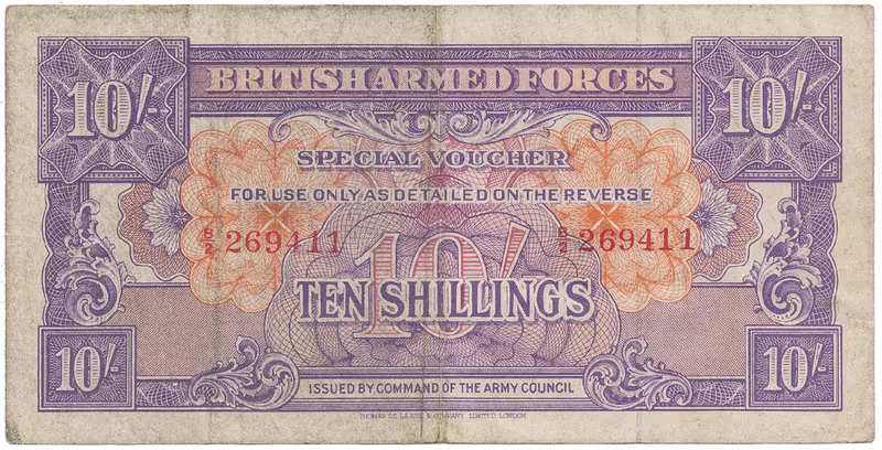 Velká Británie, 10 Shillings (1946), BAF - vojenské vydání, P.M14a