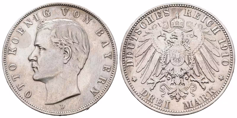Bavorsko, 3 Marka 1910 D
