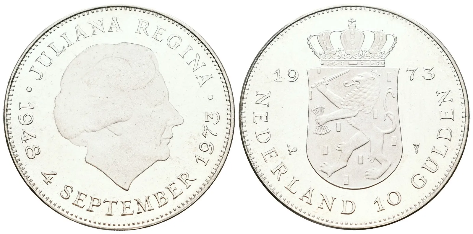 Nizozemí, 10 Gulden 1973