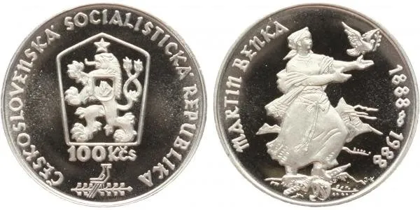 100 Kčs 1988 - Martin Benka, PROOF