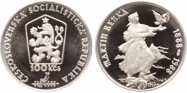100 Kčs 1988 - Martin Benka, PROOF