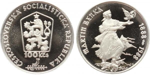 100 Kčs 1988 - Martin Benka, PROOF
