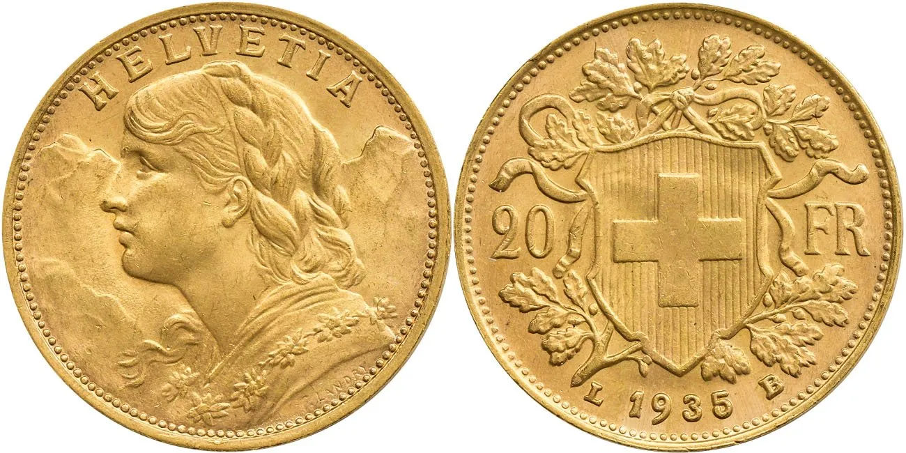 Švýcarsko, 20 Frank 1935