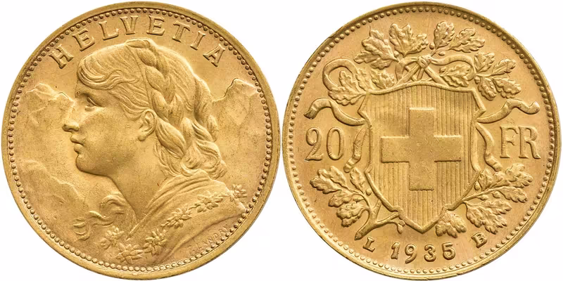 Švýcarsko, 20 Frank 1935