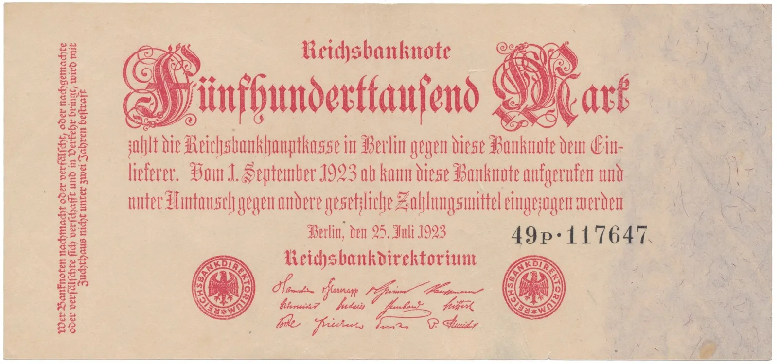 Německo, 500 000 Mark 1923, Ro.91b