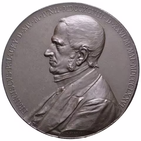 AE Medaile 1898 - K 100. výročí narození Františka Palackého. Poprsí zleva, latinský
