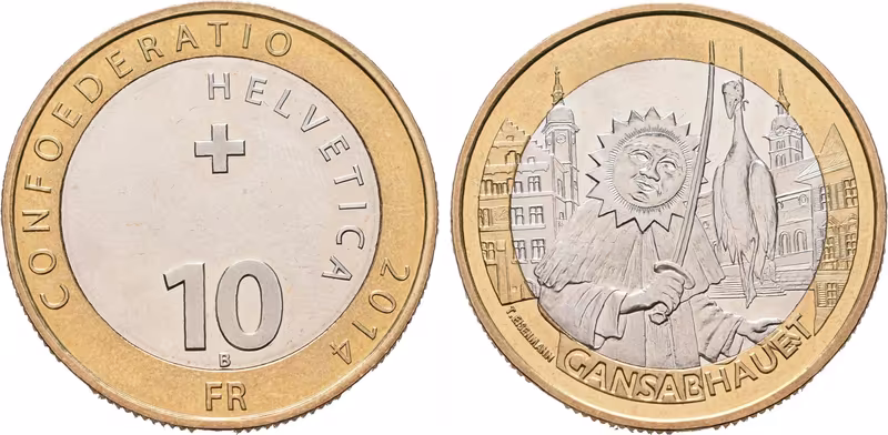 Švýcarsko, 10 Frank 2014 - Gansabhauet