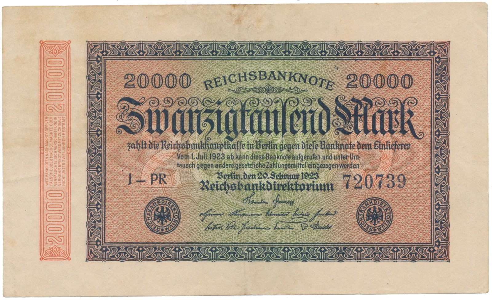 Německo, 20000 Mark 1923, Ro.84j