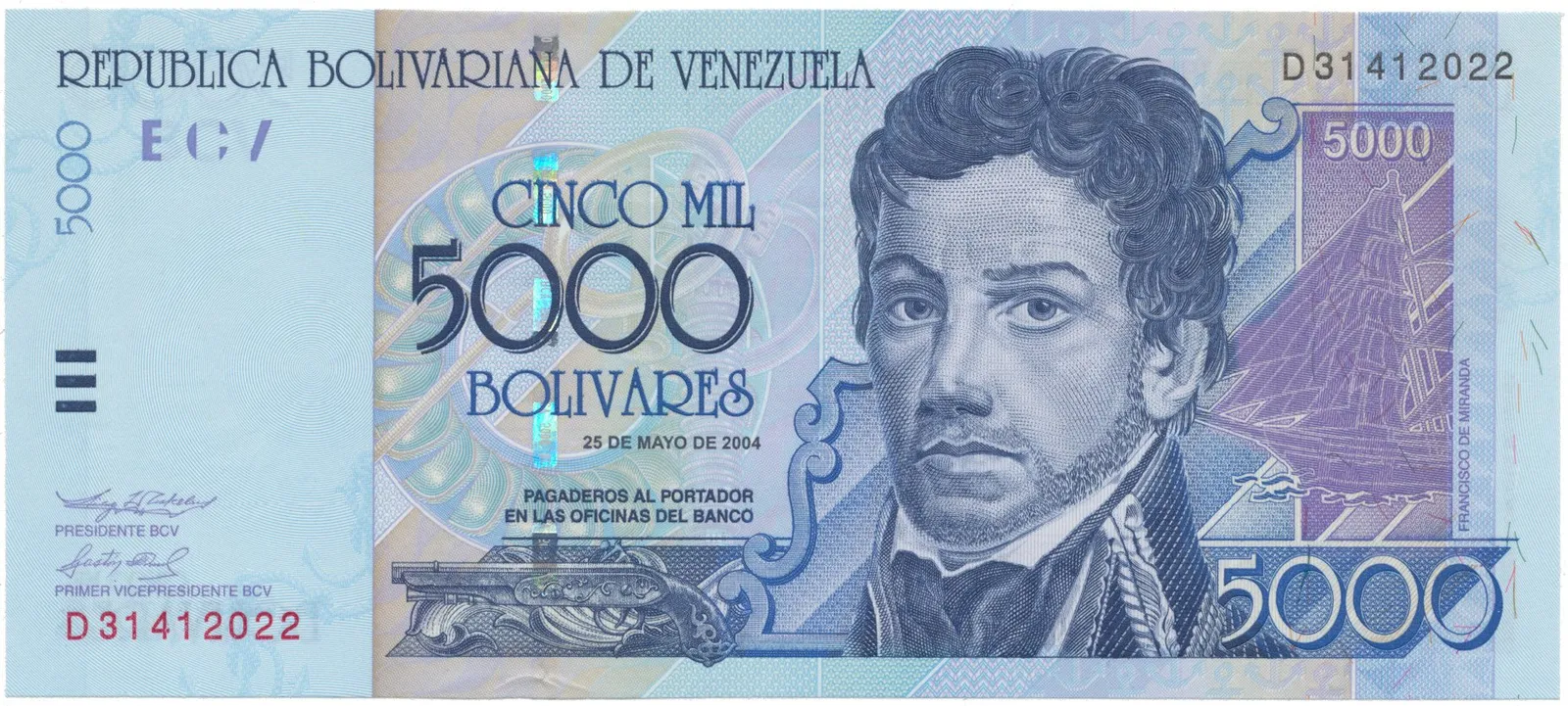 Venezuela, 5000 Bolivares 2002, P.84c