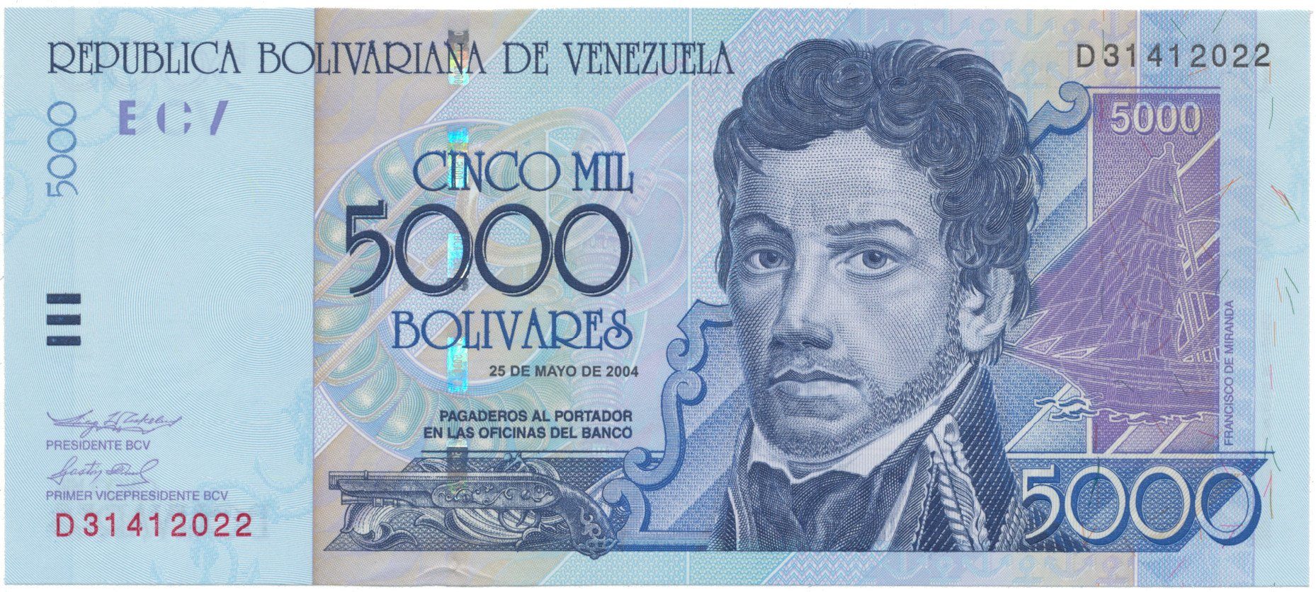 Venezuela, 5000 Bolivares 2002, P.84c