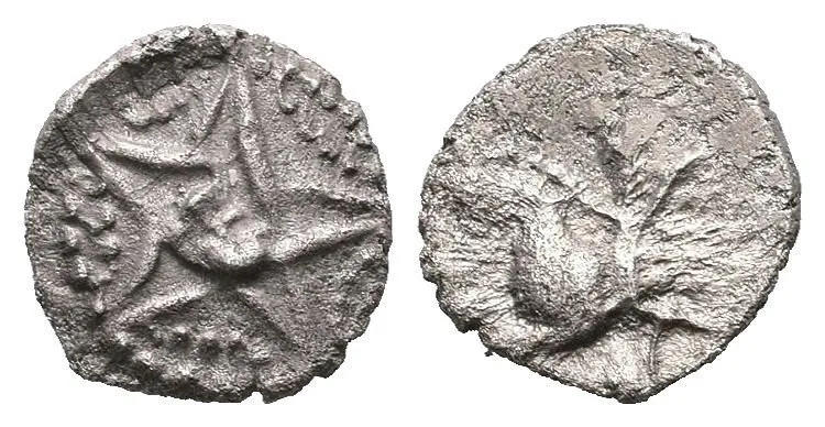 AR Obol, typ Pentagram/Pegas, Pentagram s obličejem v dvojitém perlovci / Pegas zleva — 1