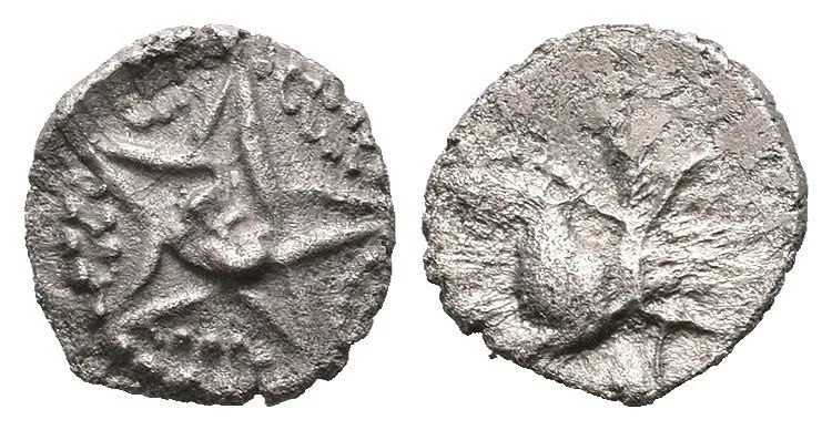 AR Obol, typ Pentagram/Pegas, Pentagram s obličejem v dvojitém perlovci / Pegas zleva — 1