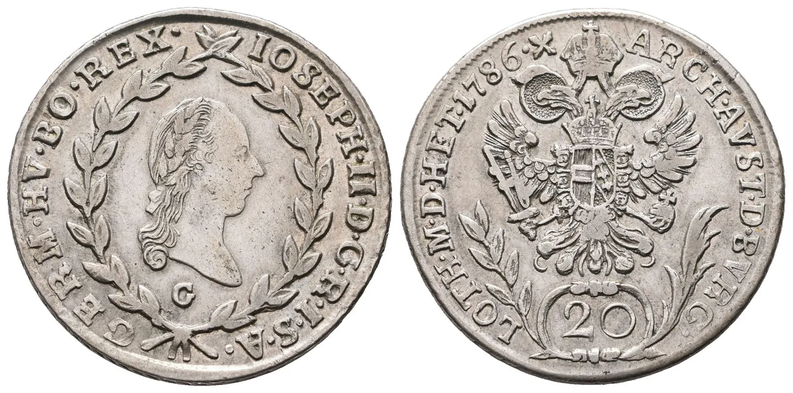Josef II., 20 Krejcar 1786 G, Nagybánya