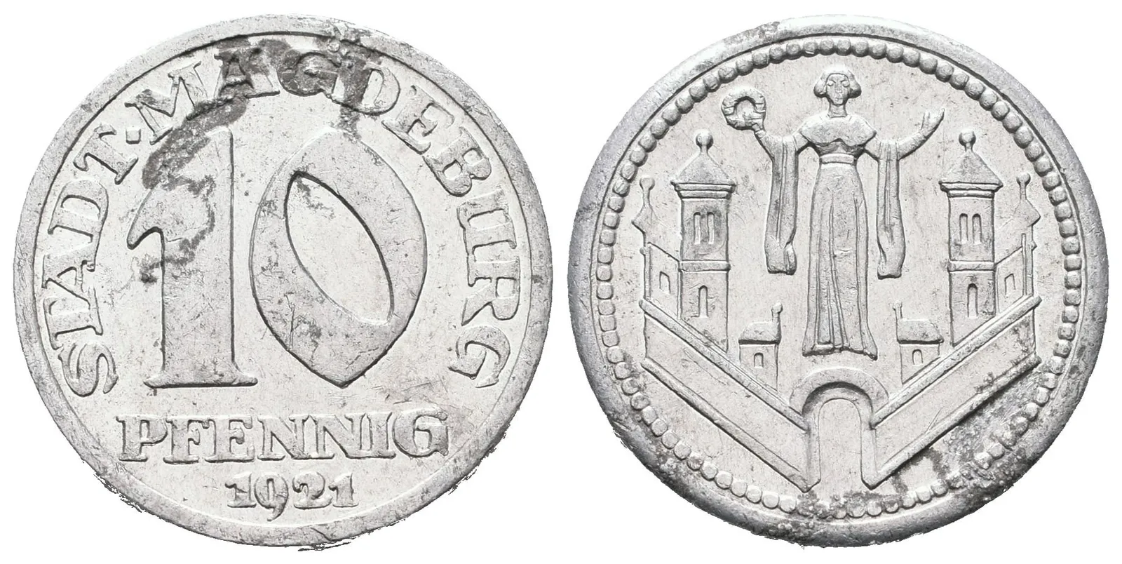 Nouzové ražby, 10 Pfennig 1921 - Magdeburg