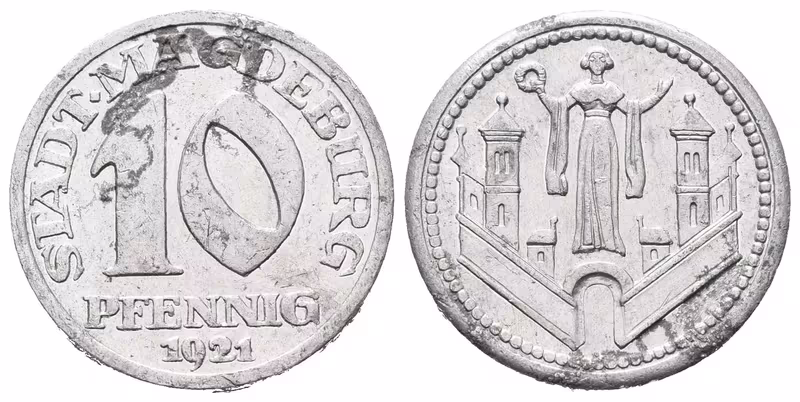 Nouzové ražby, 10 Pfennig 1921 - Magdeburg