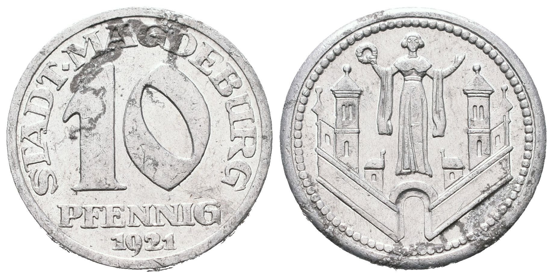 Nouzové ražby, 10 Pfennig 1921 - Magdeburg