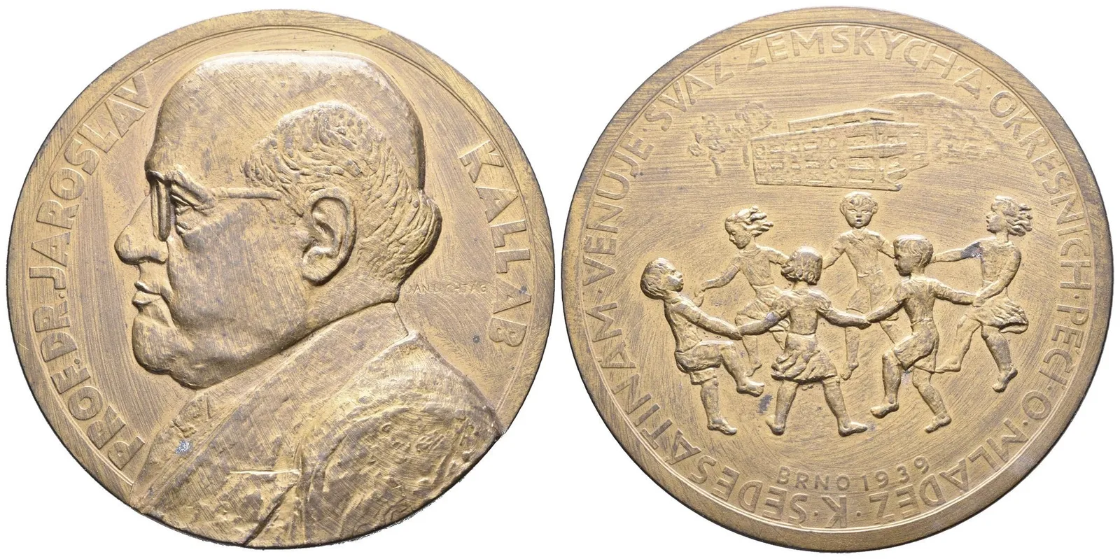 AE Medaile 1939 - K šedesátinám Jaroslava Kallaba věnuje Svaz zemských okresních — 1