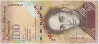 Venezuela, 100 Bolivares 2009, anulát - MUESTRA SIN VALOR, P.93cs