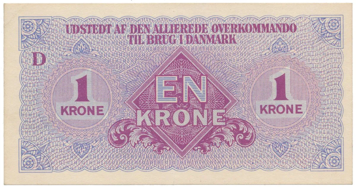 Dánsko, 1 Krone (1945), vojenské vydání, P.M2