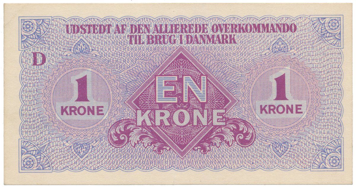 Dánsko, 1 Krone (1945), vojenské vydání, P.M2