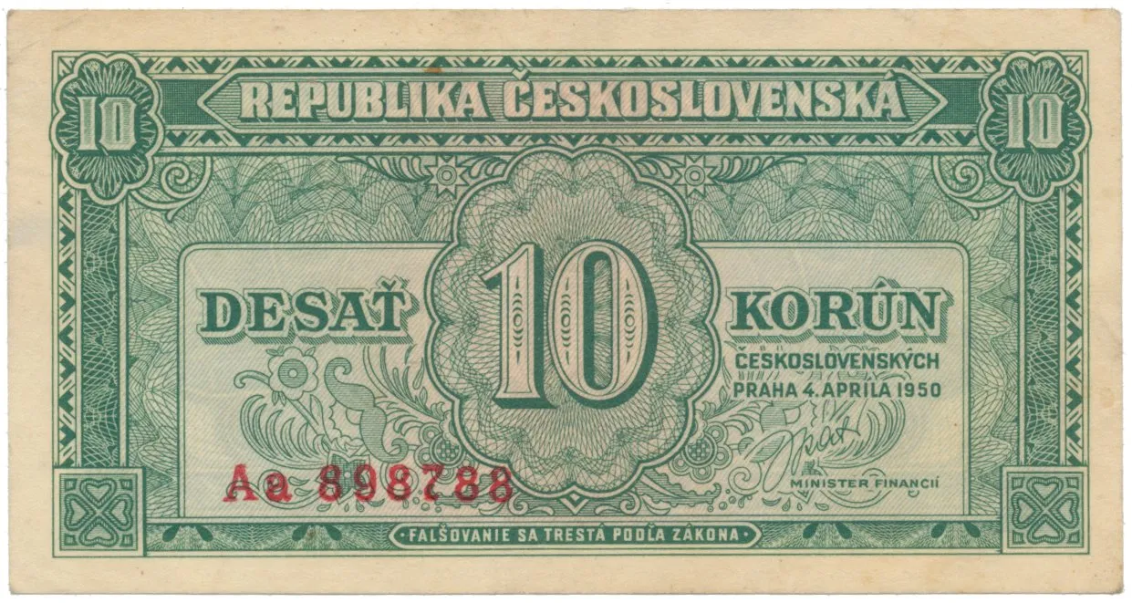 Československo, 10 Koruna 1950, první dvojpísmenková série Aa, Hej.86b