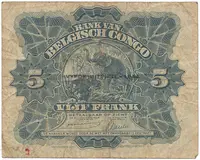 Belgické Kongo, 5 Francs 1944, P.13Ac - fotografie 2
