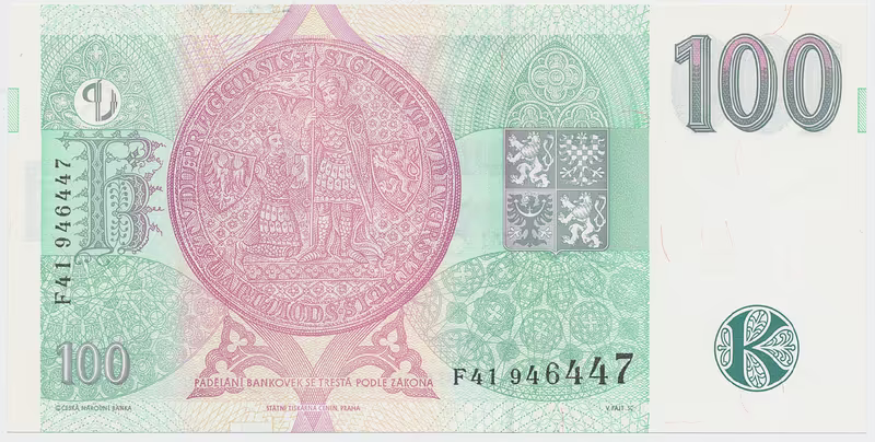 Česká republika, 100 Koruna 1997, série F, Hej.CZ22aF