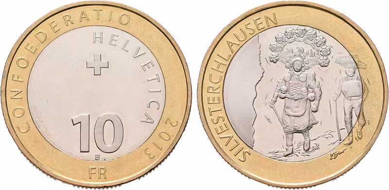 Švýcarsko, 10 Frank 2013 - Svátek svatého Silvestra