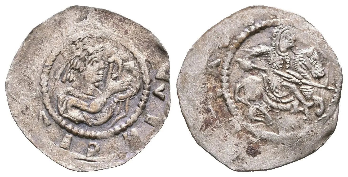 Denár, Cach 557, nedor. opisy, patina, lehce exc. (0,78 g) — 1