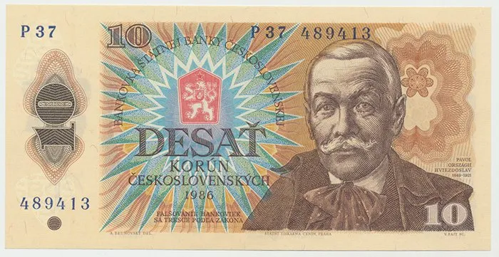 Československo, 10 Koruna 1986, série P, Hej.107bP