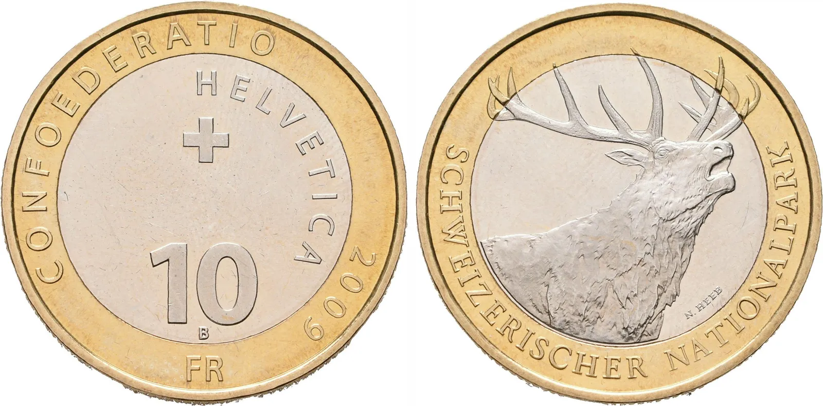 Švýcarsko, 10 Frank 2009 - Jelen