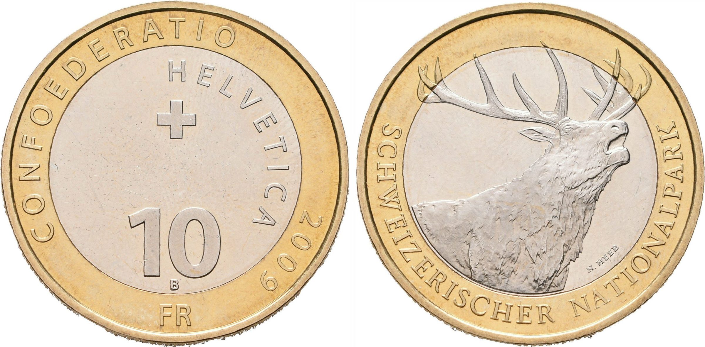 Švýcarsko, 10 Frank 2009 - Jelen