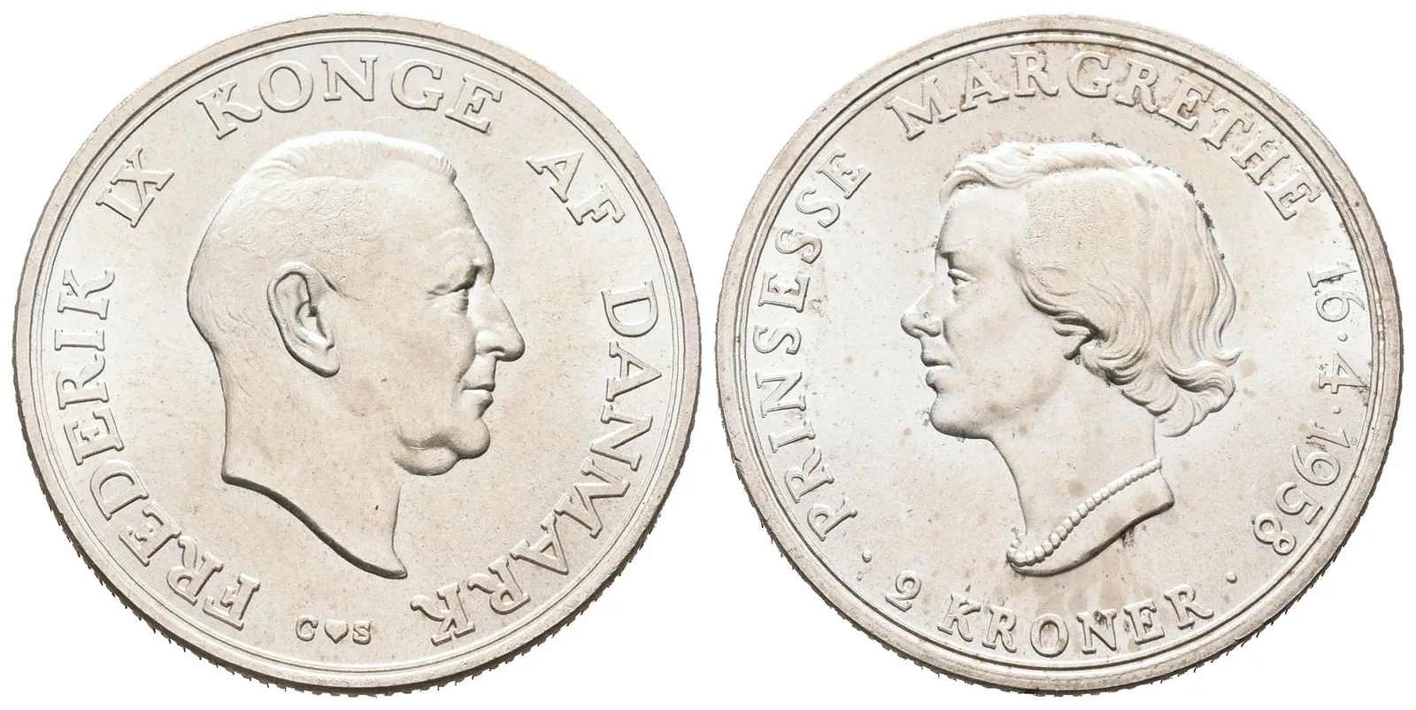2 Kroner 1958 - 18. narozeniny princezny Margarety